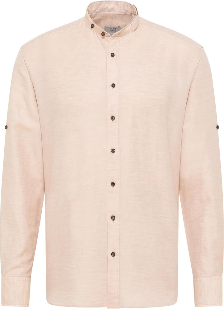 eterna Modern Fit 1863 Trachtenhemd Langarm Stehkragen beige Grösse 43