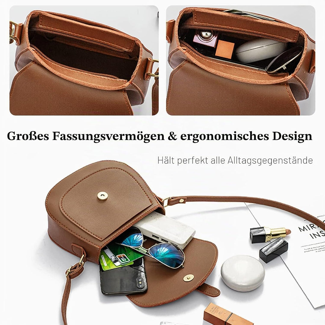 FANDARE Damen Umhängetasche Schultertasche Leder Crossbody Bag Damentasche Schulterriemen Frauen Abe