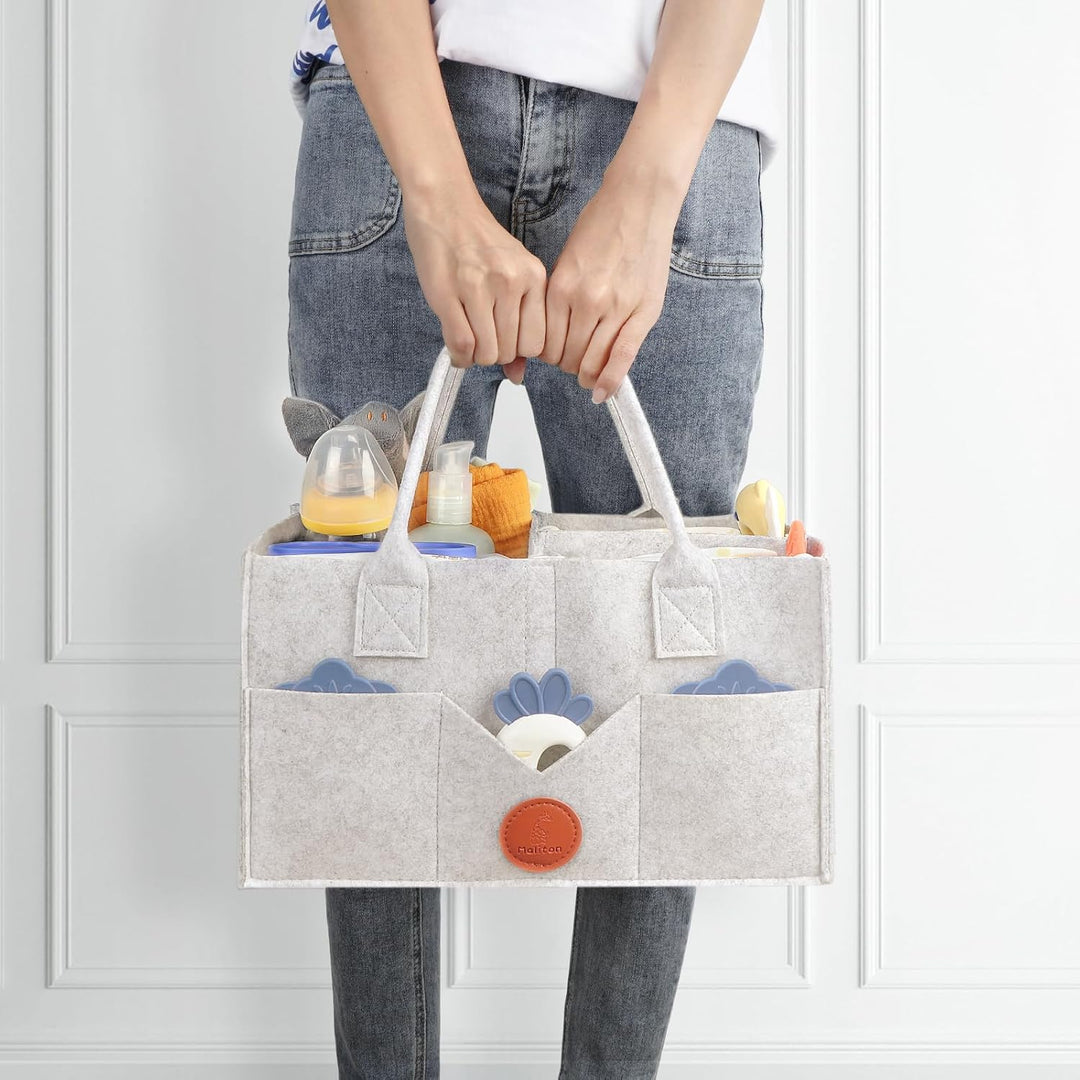 Maliton Wickeltisch Organizer, Baby Windel Caddy Newborn Essentials, Robuster Tragbarer Filztasche,