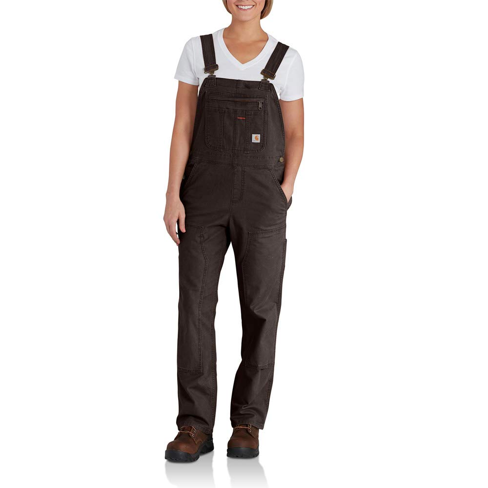 Carhartt Damen Rugged Flex Loose Fit Canvas Lätzchen Overalls XS Dunkelbraun, XS Dunkelbraun