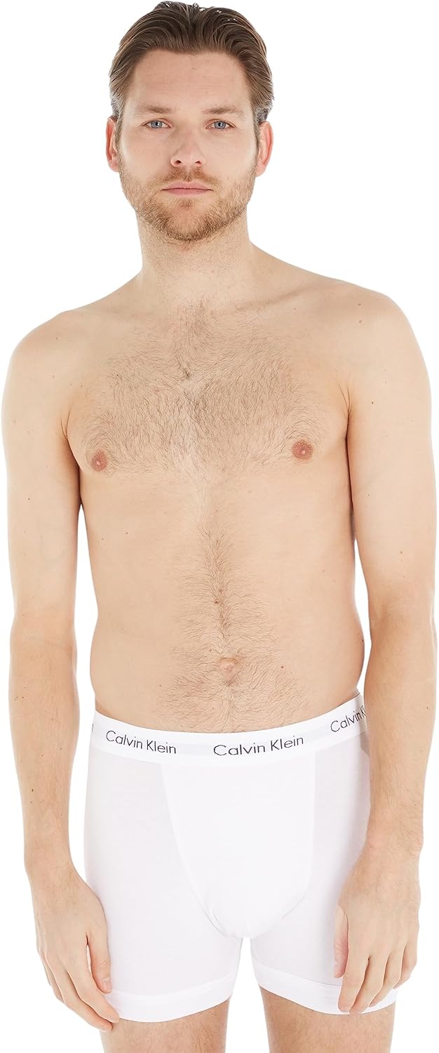 Calvin Klein Baumwolle Stretch 3 Pack Boxer Short, Schwarz Mit Blau/erdbeerfeld/schwarz S White/Red