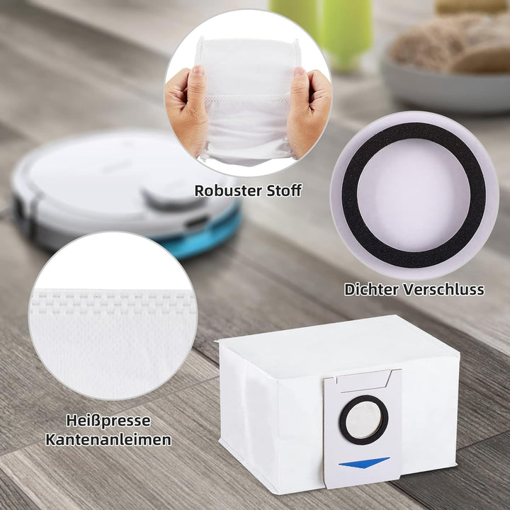 10 Stück Staubbeutel Zubehörset für Ecovacs Deebot X1 Omni / X1 e Omni / T20 Omni Absaugstation, 3L
