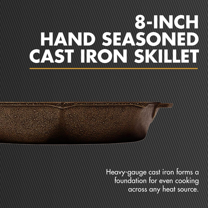 Finex 25,4 cm Gusseisen-Pfanne mit Deckel 8" Skillet Seasoned, 8" Skillet
