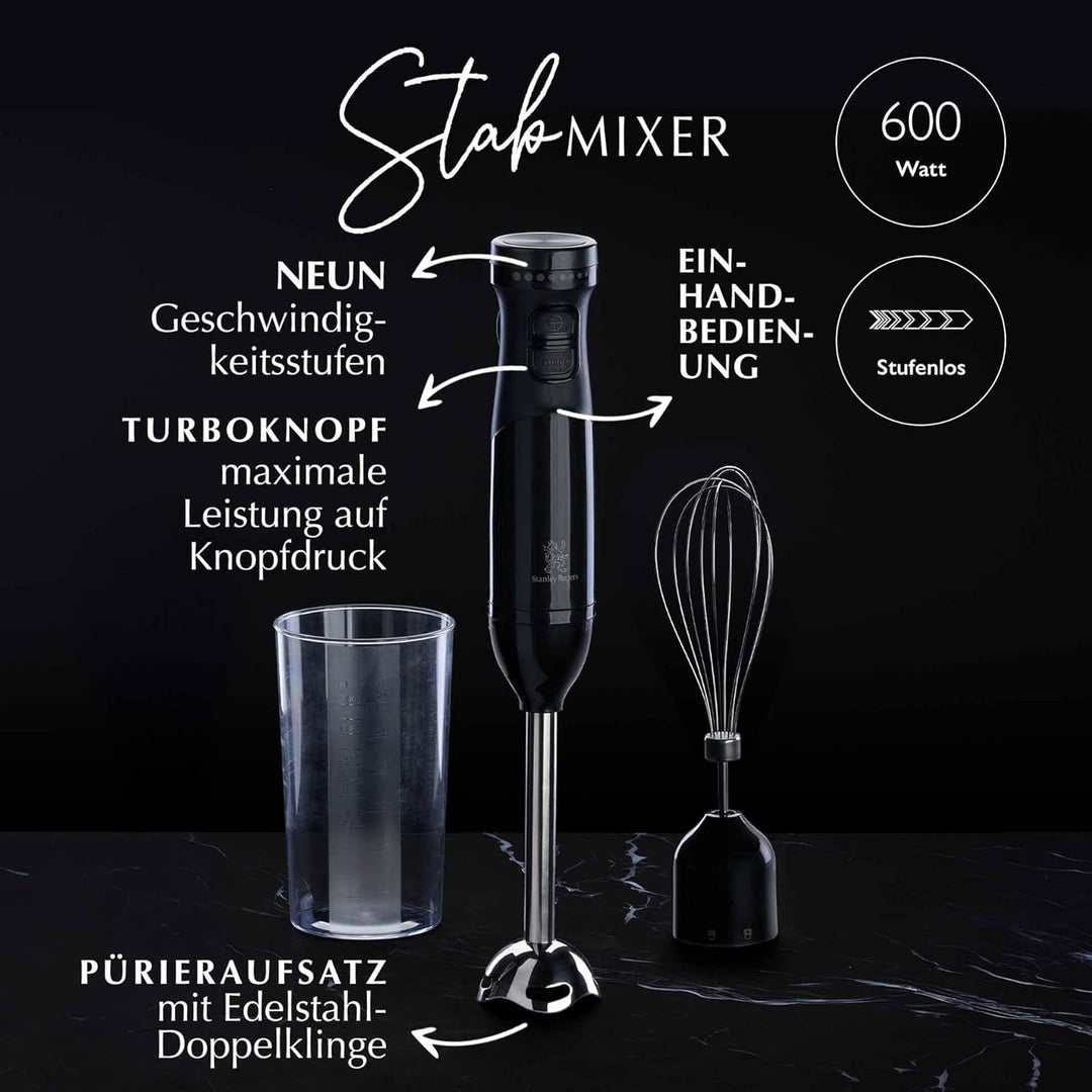 Stanley Rogers - Stabmixer, 700ml Mixbehälter mit Skala, 600W und 9 Geschwindigkeitsstufen, Pürier-A