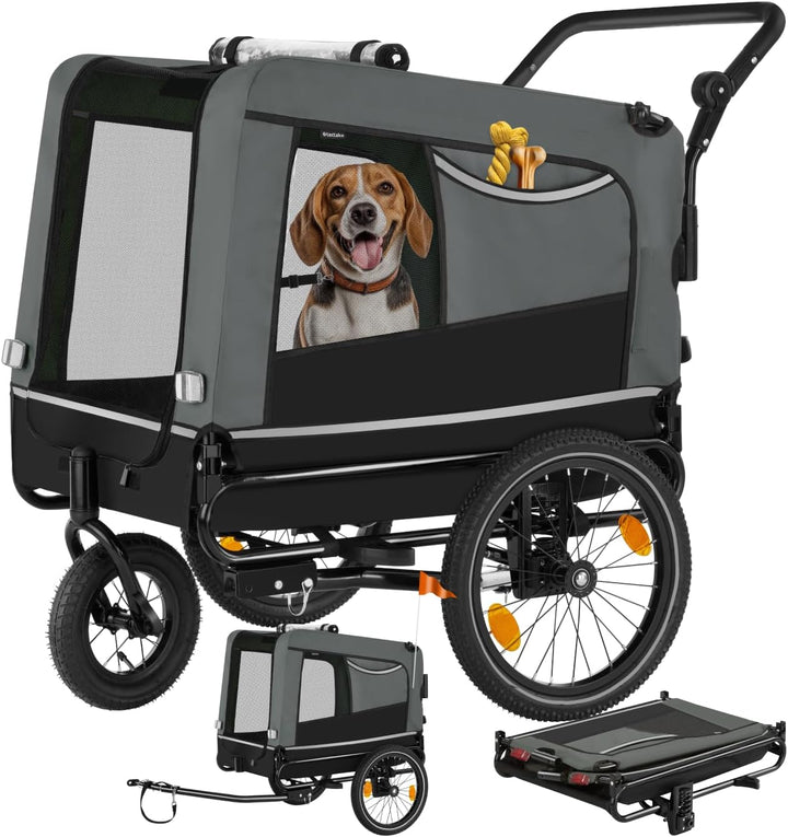 tectake® Fahrradanhänger multifunktional - als Hunde Anhänger Wagen für Fahrrad und e Bike, Jogger o