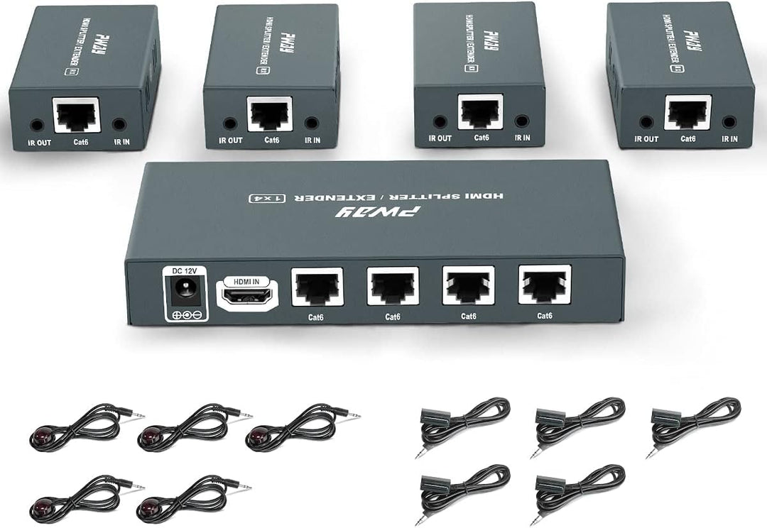 PW-HTS0104IR（POC） 1X4 Port HDMI Splitter Extender/Verteiler Ultra HD 1080P Ohne Verzögerung 60m über