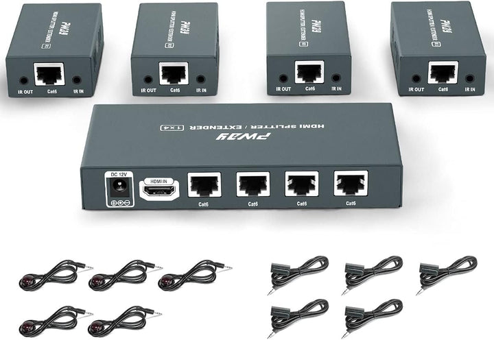 PW-HTS0104IR（POC） 1X4 Port HDMI Splitter Extender/Verteiler Ultra HD 1080P Ohne Verzögerung 60m über
