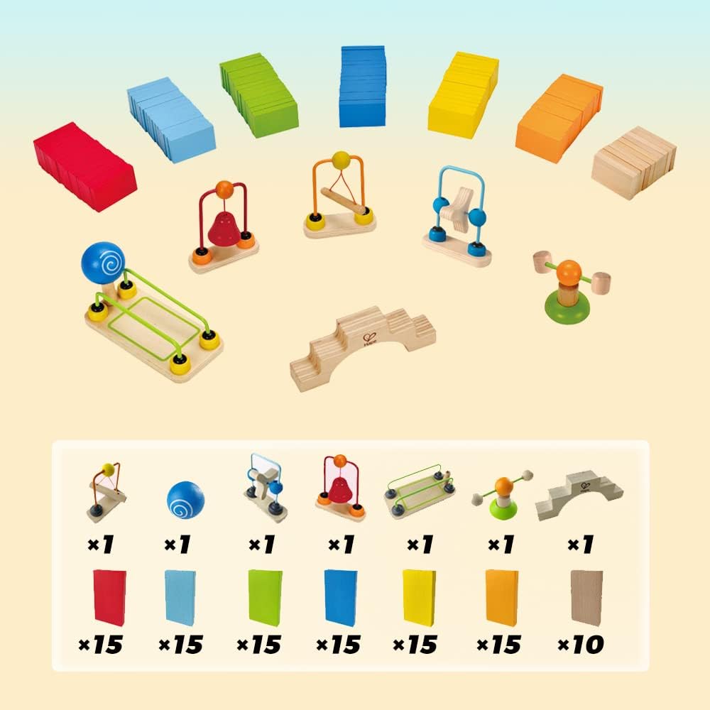Hape Domino-Set aus Holz | Preisgekröntes Set aus Dominosteinen für Kinder, 107 stabile Dominosteine