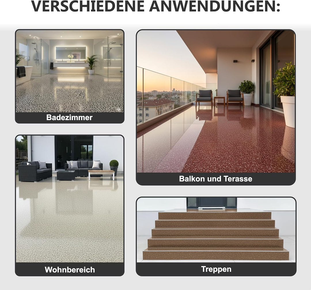 25Kg Steinteppich Set Marmorkies Bodenbeschichtung Arabescato Orobico 1-4mm - 2qm Korngrösse 1-4mm A