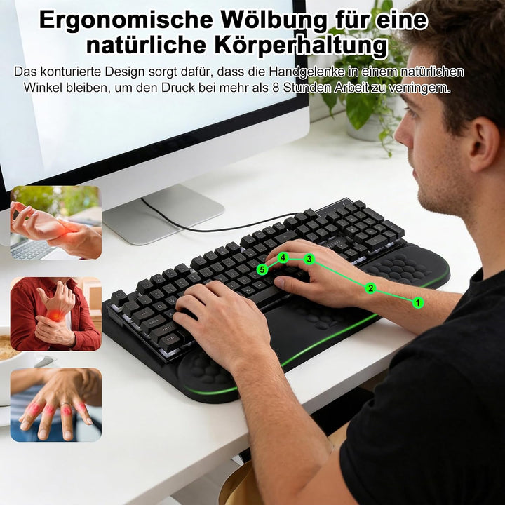 LIMOUS Handballenauflage Tastatur– 2-in-1 Memory-Schaum- Ergonomische Tastaturauflage,Handgelenkentl