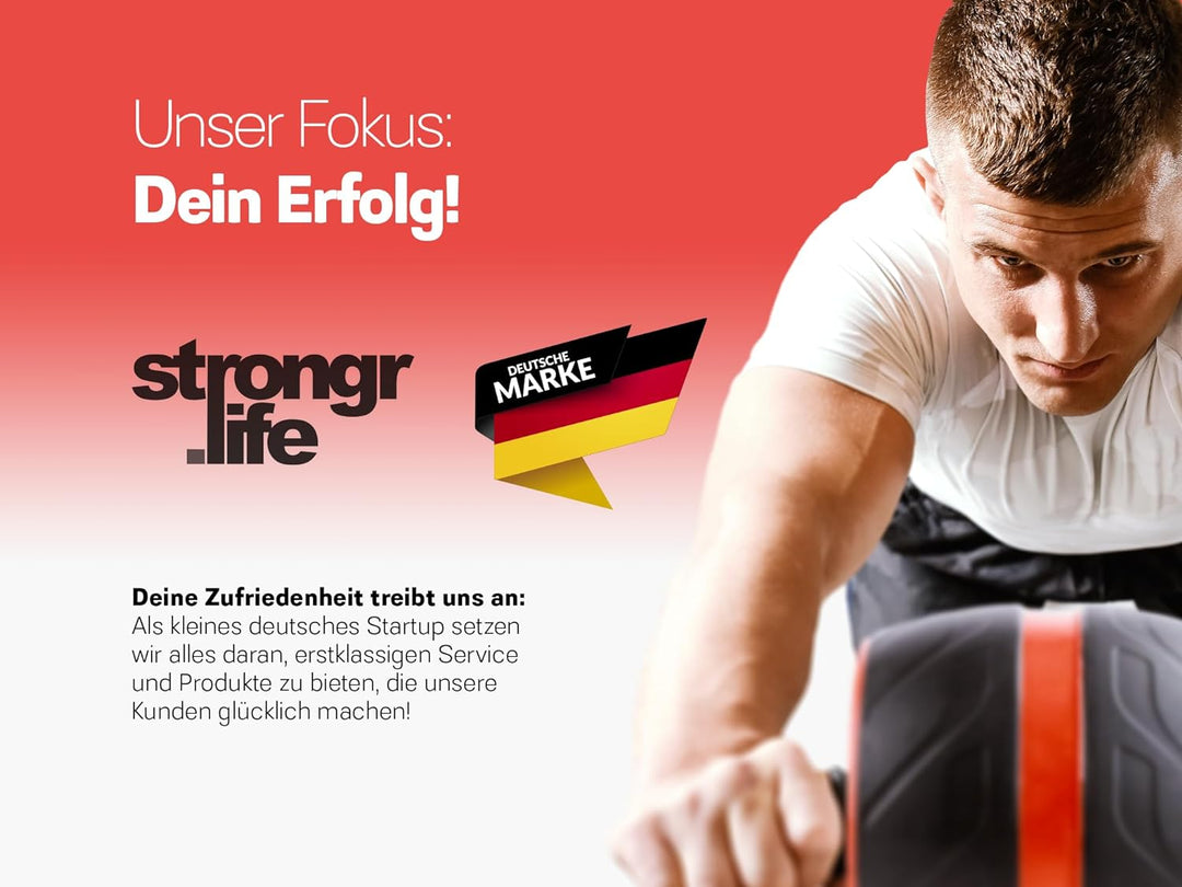 Strongr.life Bauchtrainer für Zuhause - Bauchmuskeltrainer inkl. Schiebepads - Extra breiter Bauchro