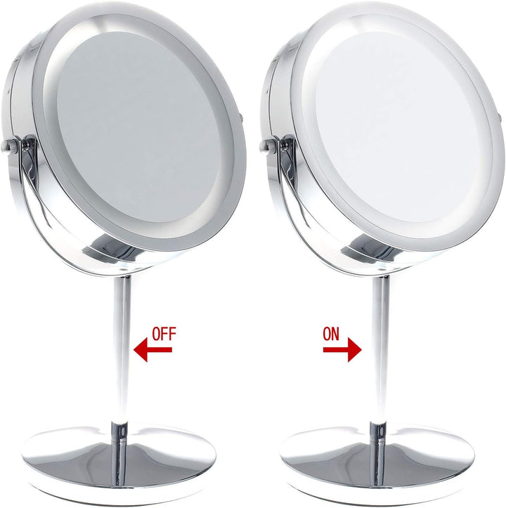 TUKA-i-AKUT Beleuchtet LED Kosmetikspiegel 5X Vergrösserung, 7" Schminkspiegel Badzimmerspiegel für