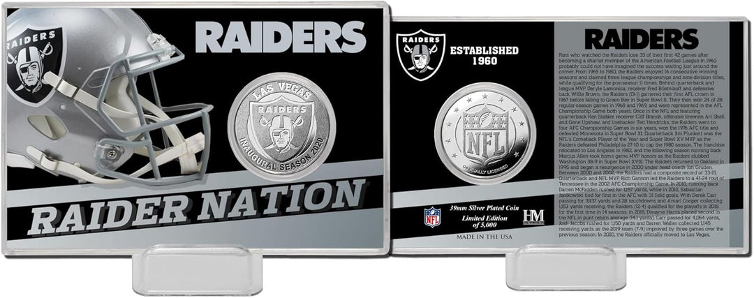 Highland Mint Las Vegas Raiders Team History Silver Coin Card