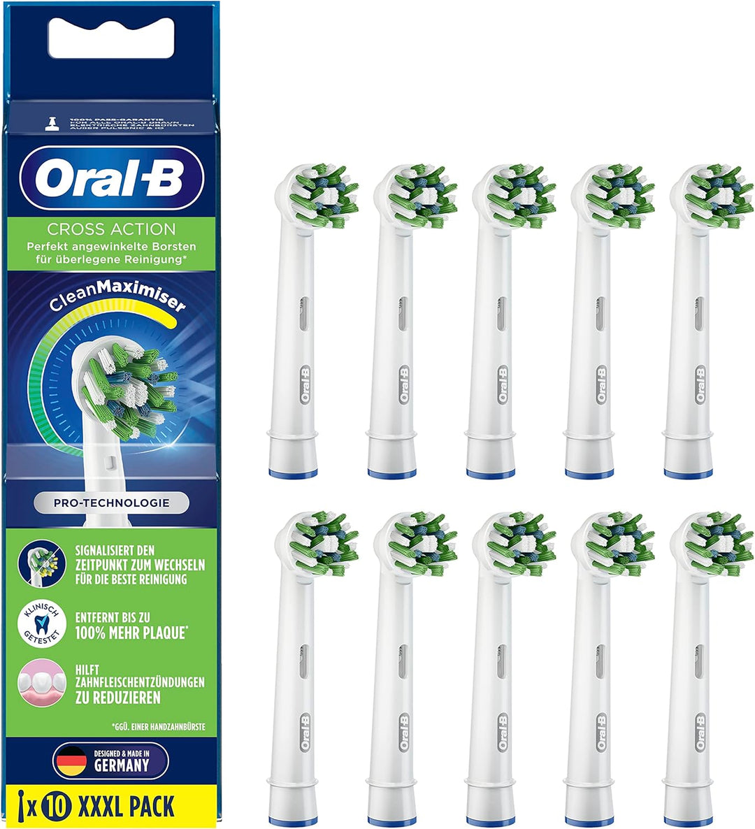 Oral-B CrossAction Aufsteckbürsten für elektrische Zahnbürste, 10 Stück, ganzheitliche Mundreinigung
