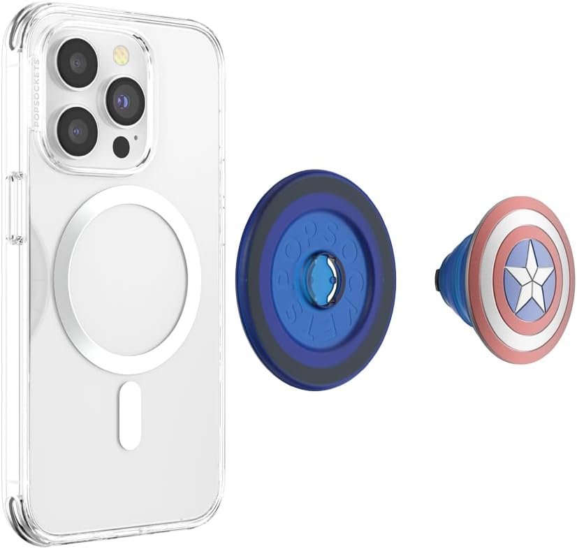 PopSockets: PopGrip Round für MagSafe - Inklusive Adapterring für MagSafe - Ausziehbarer Sockel und