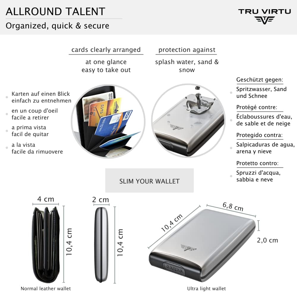 Tru Virtu® Kreditkartenetui Ultra Light Aluminium Case Silver Arrow I Kartenetui I Kartenetui-RFID-N