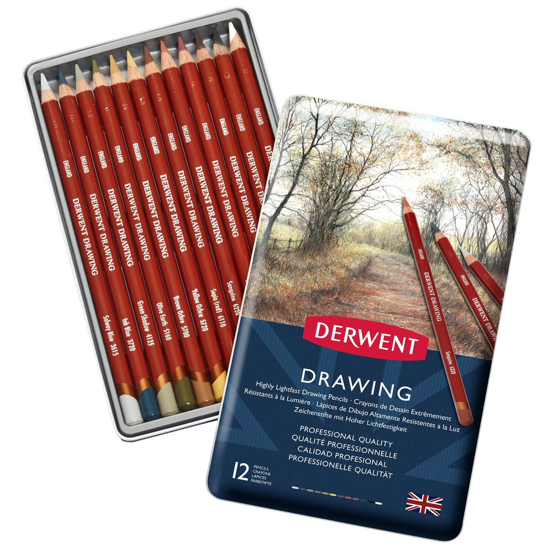 Derwent Drawing Buntstifte, Zeichnen &amp; Schreiben, 12er-Set, Ideal zum Illustrieren &amp; Detaillieren, P