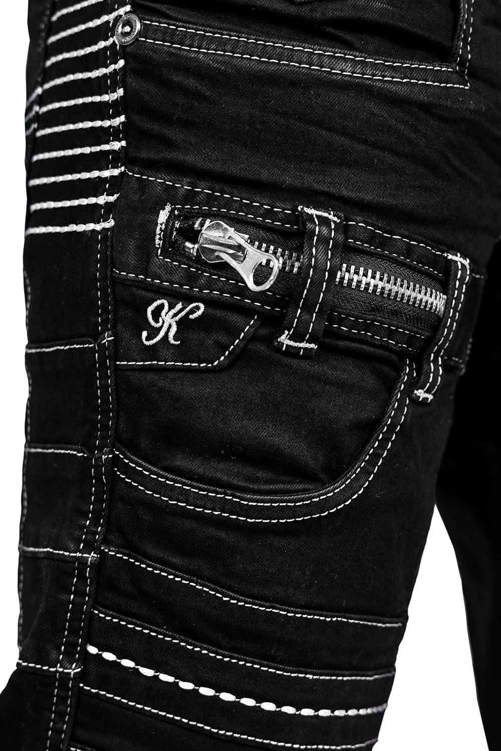 Kosmo Lupo Herren Jeans Extravagant Besondere Designs 40W / 34L Schwarz - 24, 40W / 34L Schwarz - 24