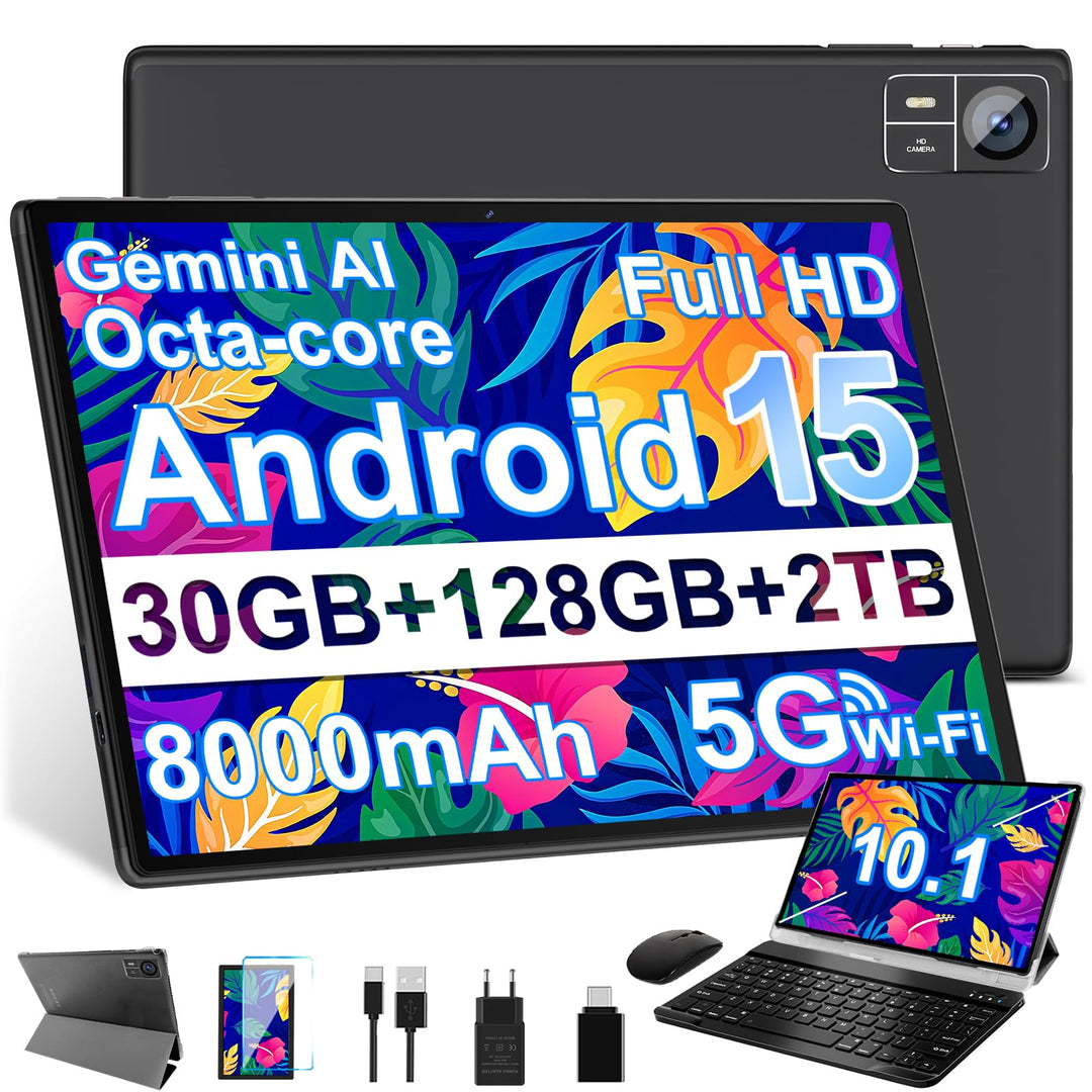 Tablet 10.1 Zoll Android 15 【Gemini AI】【30 GB RAM + 128 GB ROM+2TB】 Widevine L1, Octa Core, 8000 mAh