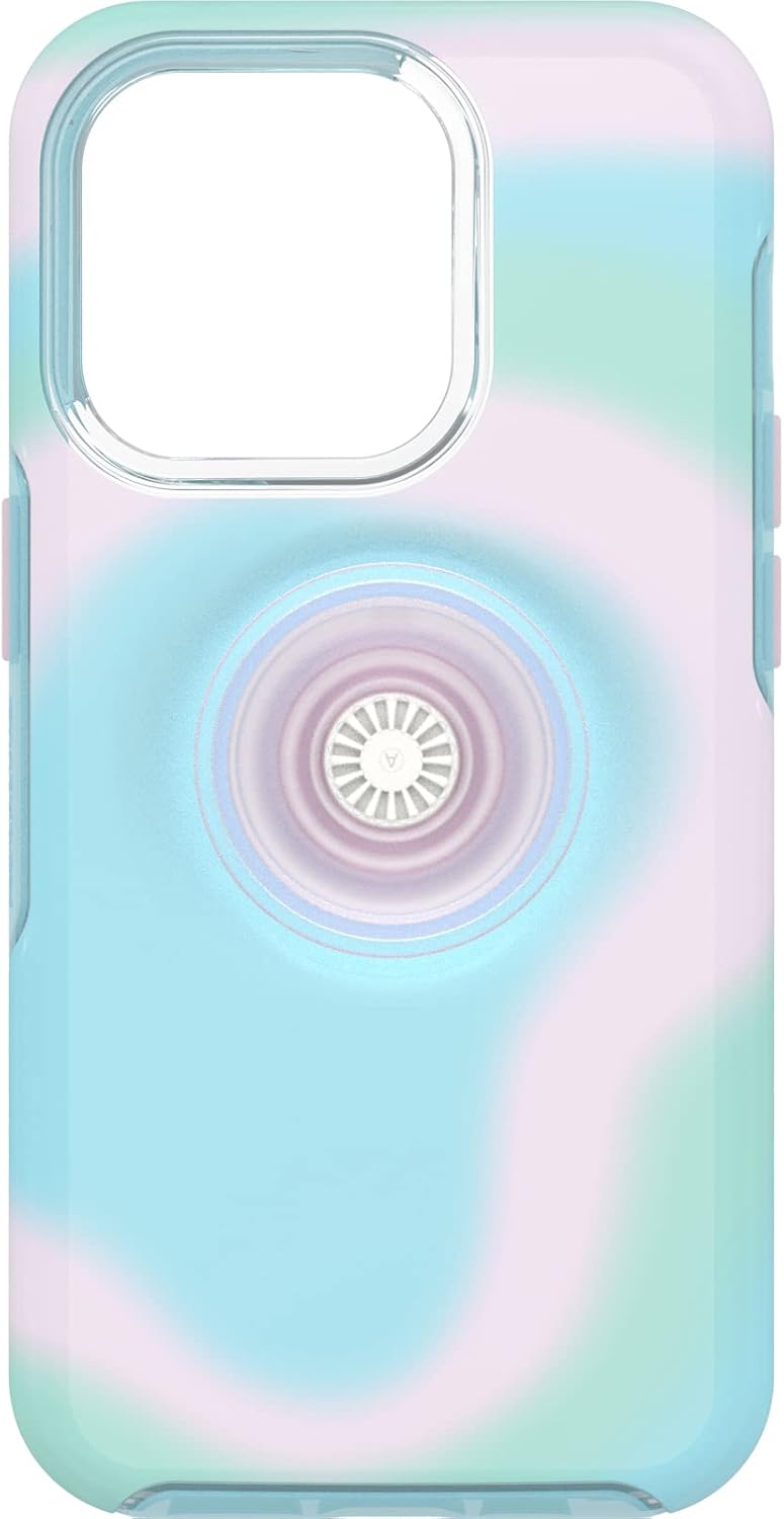 OtterBox Otter + POP Symmetry Clear Series für iPhone 14 Pro – Glänzende Aura (Pink) Otter + Pop Sym