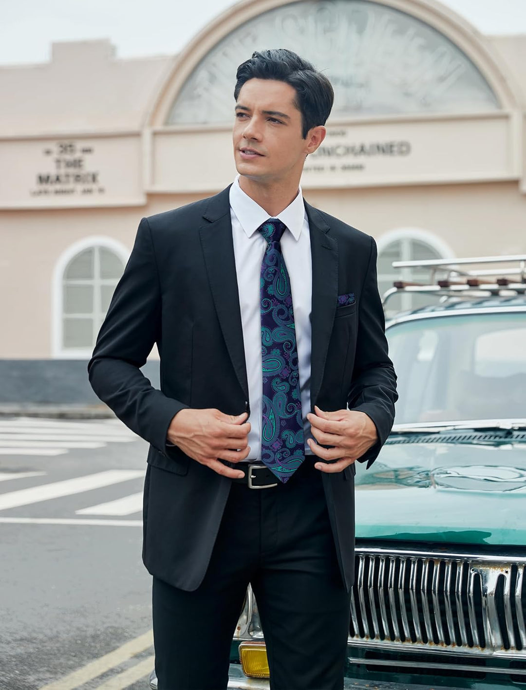 HISDERN Los 3 Stck Herren Krawatte Klassisch Elegante Krawatten und Einstecktuch Seidenkrawatte Set