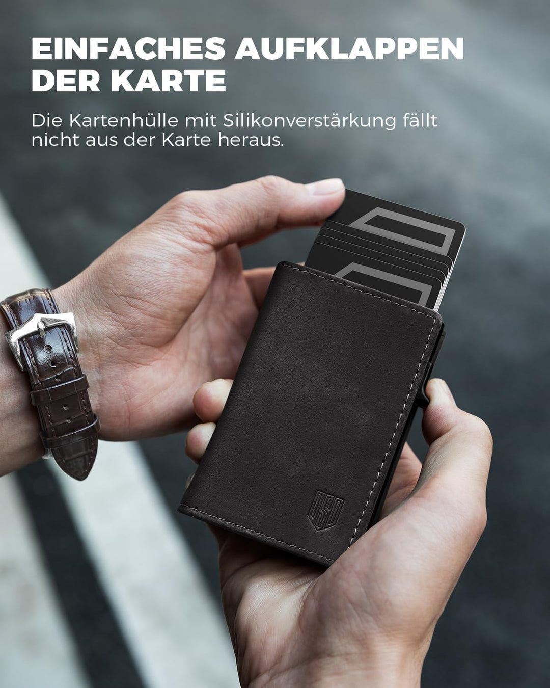 DODENSHA MagSnap Portmonee Herren I Slim Wallet mit Münzfach I Kreditkartenetui Geldbeutel für 10+ K