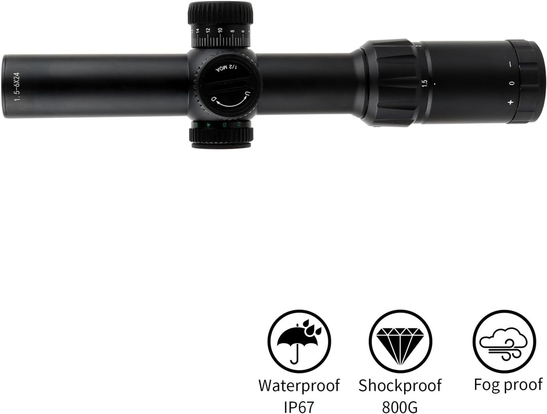 FOCUHUNTER 1.5-6X24mm Teleskop, seitlicher Parallaxenausgleich optisches Monokular, grüner voll mult