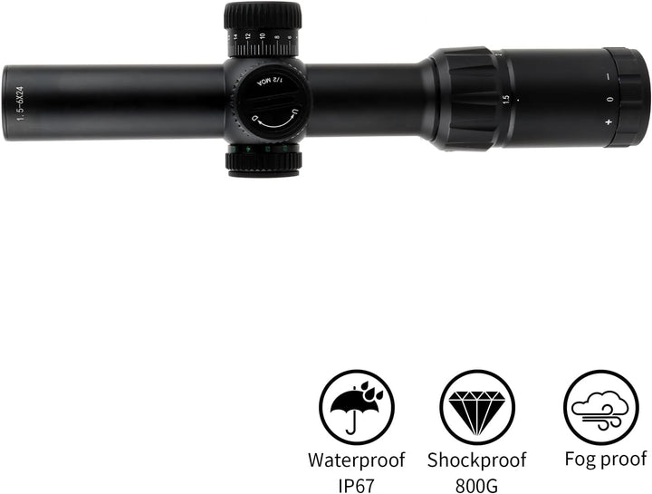 FOCUHUNTER 1.5-6X24mm Teleskop, seitlicher Parallaxenausgleich optisches Monokular, grüner voll mult