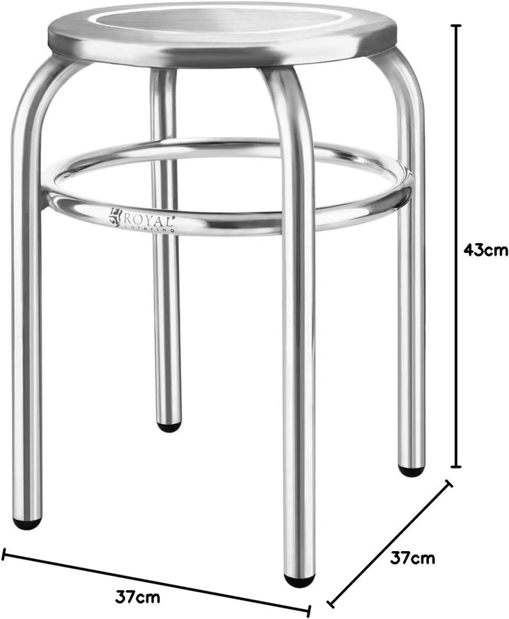 Royal Catering - Hocker Edelstahlhocker (29 cm Sitzfläche, 1,6 kg, 43 x 37 cm, hygienisch und modern
