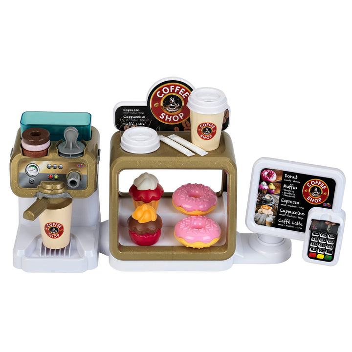 Theo Klein 9501 Coffee Shop I Espresso-Bar mit Wasserdurchlauffunktion und Touchdisplay I Inkl. Zube