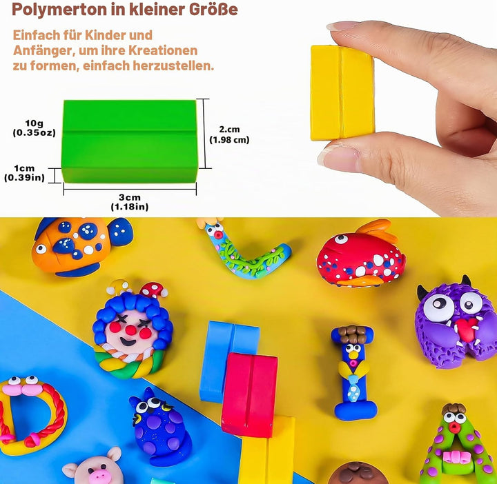 iFergoo Modelliermasse-Set, 100 Farben, Ofen-Modelliermasse-Set, ungiftig, lebendige Farben für Schm