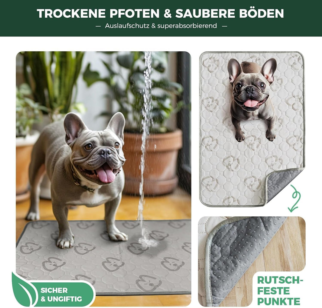 FXW Waschbare Hundeunterlage, 74 x 46 cm, Khaki, 2 Stück | Stark saugfähig, Maschinenwaschbar, Rutsc