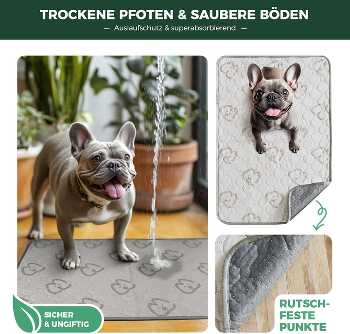 FXW Waschbare Hundeunterlage, 74 x 46 cm, Khaki, 2 Stück | Stark saugfähig, Maschinenwaschbar, Rutsc