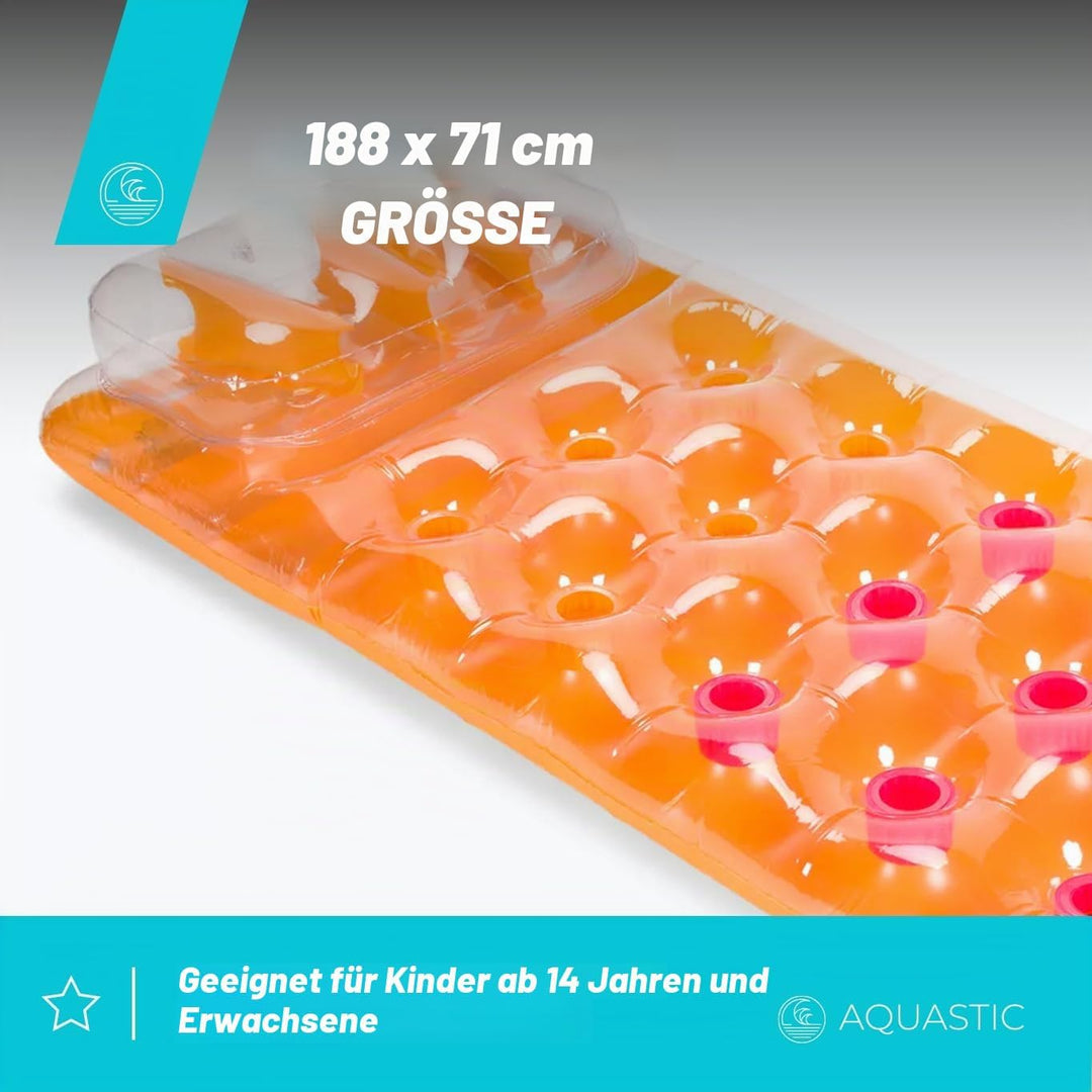 AQUASTIC Schwimm-Strandmatratze 188 x 71 cm Für Erwachsene und Kinder ab 14 Jahren Strapazierfähiges