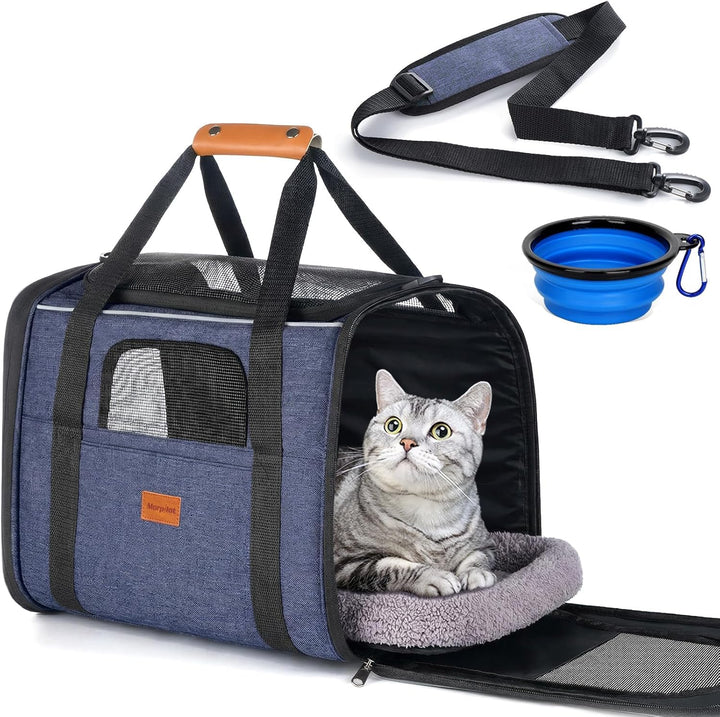 Morpilot Katzentransportbox für grosse Katzen und Welpen Katzenbox Hundetasche mit Sicherheit Reissv