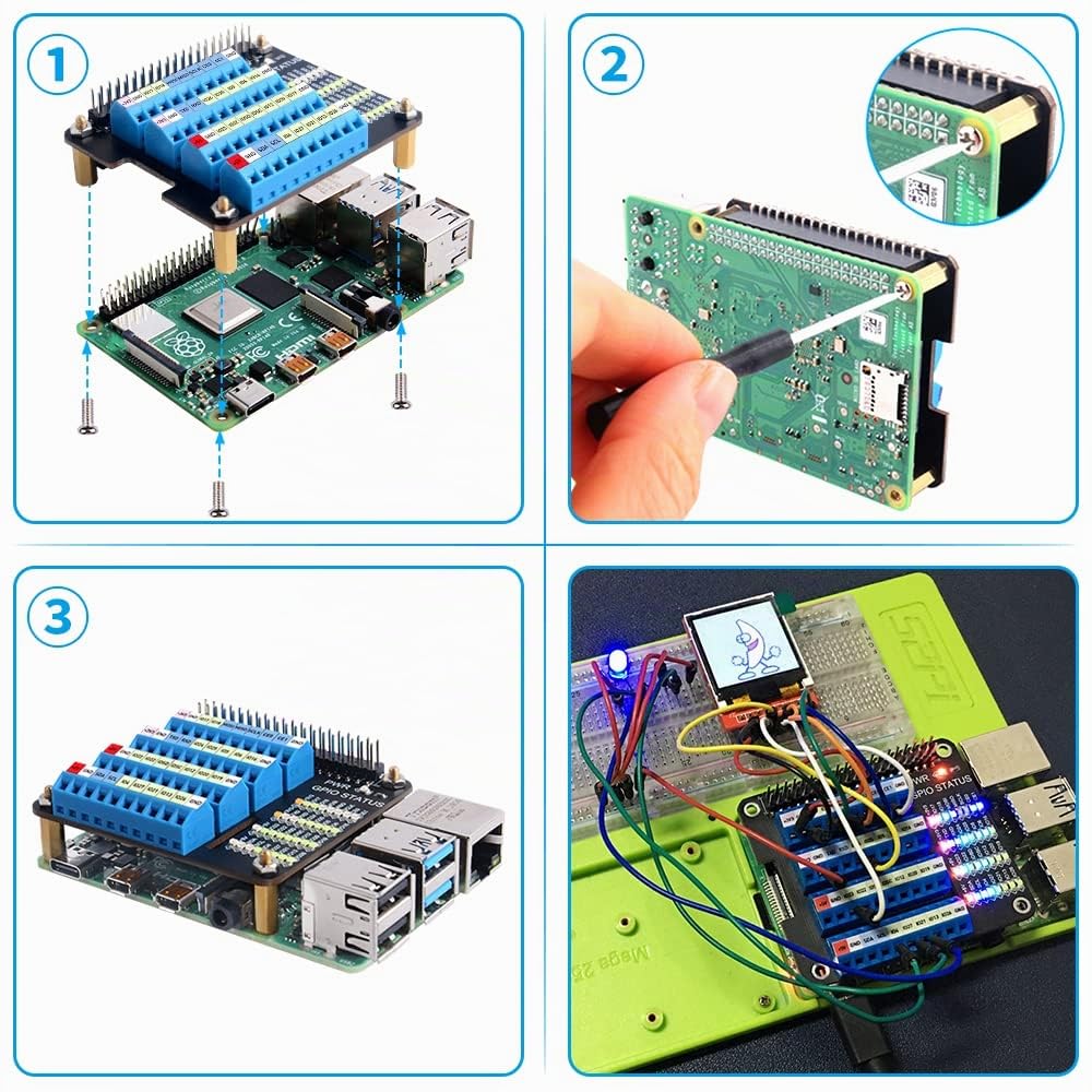GeeekPi GPIO Expansion Breakout Board for Raspberry Pi 5 / 4B/ 3B+/ 3B/ 2B/ B+/ Zero 2 W/Zero W/Zero