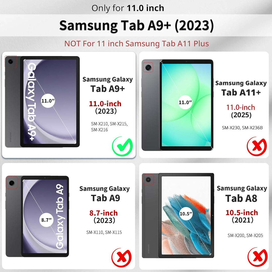 EasyAcc Tastatur Hülle Kompatibel mitSamsung Galaxy Tab А9 Plus 2023 11 Zoll mit Schutzfolie, [QWERT