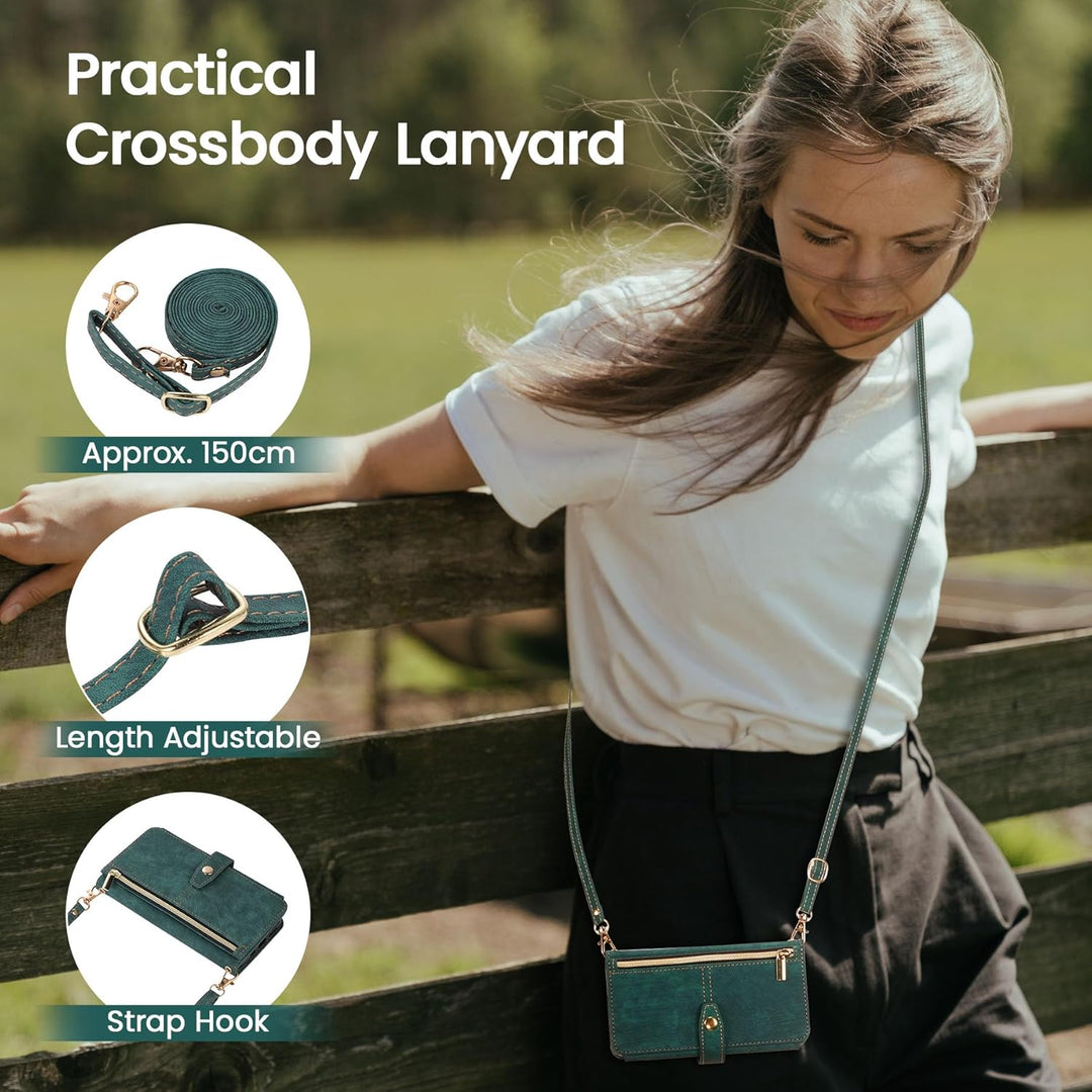 ZCDAYE iPhone 11 Hülle mit Band, Leder iPhone 11 Handytasche Handyhülle Praktische Handykette Karten