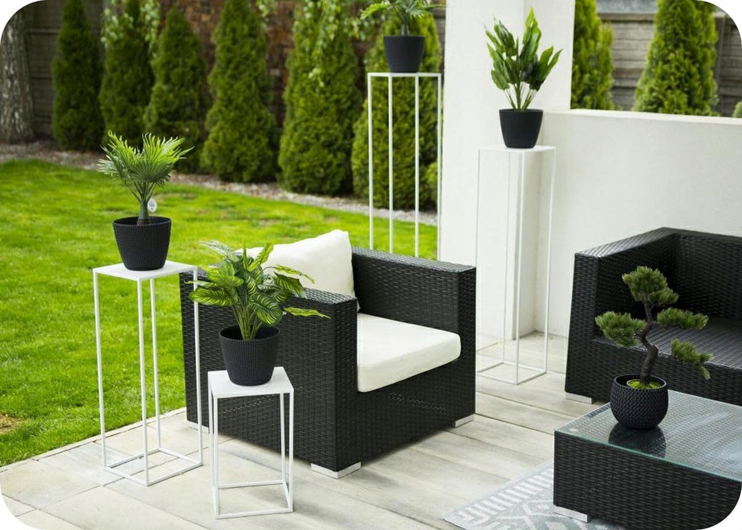 HowHomely Blumenständer Metall Weiss 100 cm Hoch - Solider und Robuster Blumenhocker Metall - Pflanz