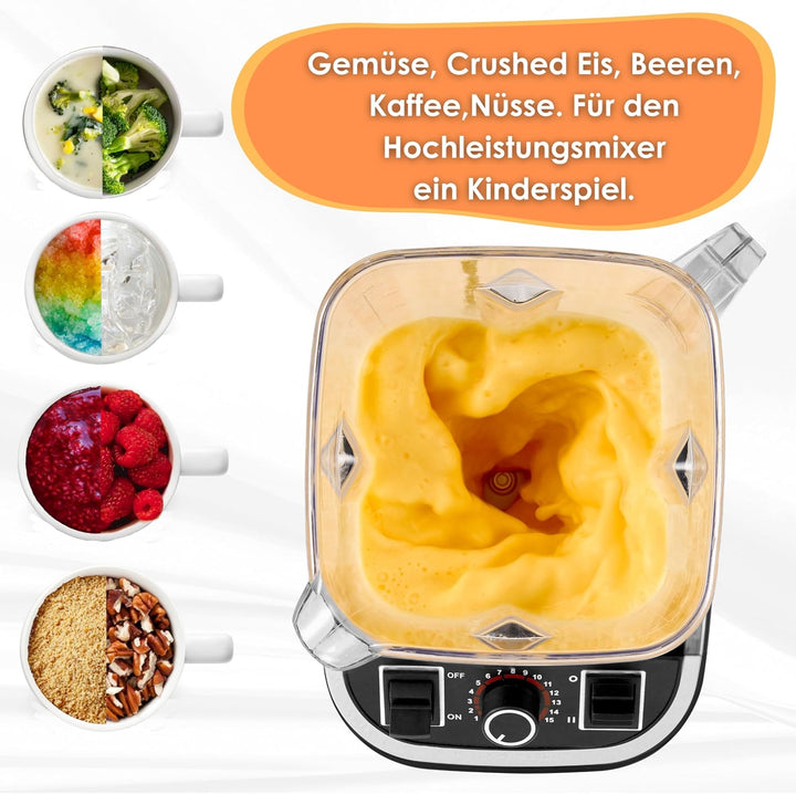 Hochleistungsmixer Professioneller Standmixer 2L BPA Frei Smoothie Maker Gastro Universalmixer Power