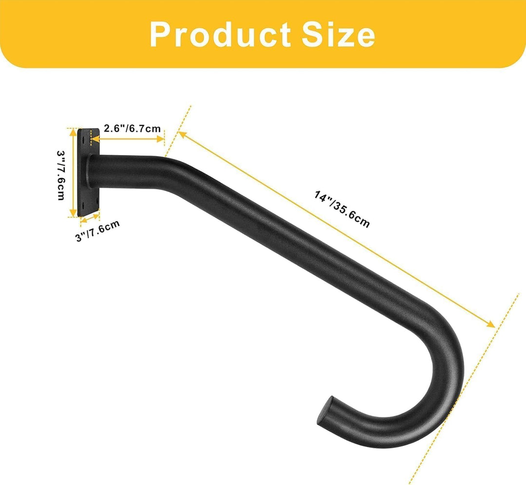 VANROUG 2 Pcs Outdoor Stair Handrails, U-shaped Handrail for 1 to 3 Steps, Wall Mount Handrail Stair