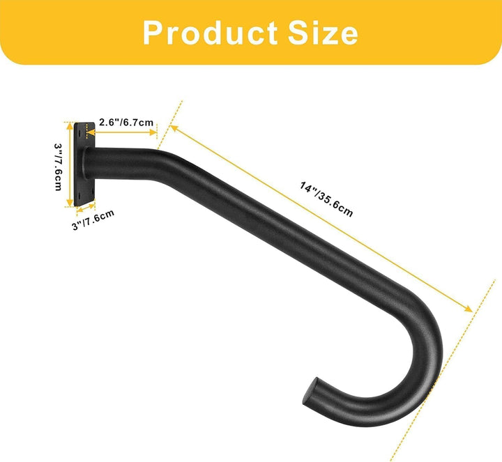 VANROUG 2 Pcs Outdoor Stair Handrails, U-shaped Handrail for 1 to 3 Steps, Wall Mount Handrail Stair