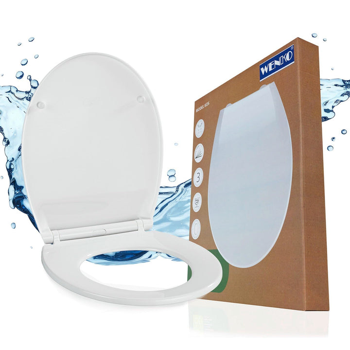 WENKO Premium WC-Sitz Kos Weiss, Toilettendeckel mit Absenkautomatik und Fix-Clip Hygiene Befestigun