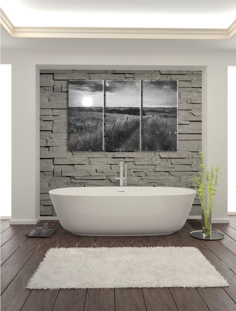 Pixxprint Bergwiese im Sonnenaufgang als Leinwandbild/Grösse: 3 Teilig (120x80) cm/Wandbild/Kunstdru