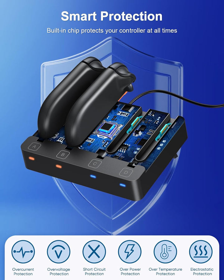 [Fit für Switch 2&1] 8 in 1 Controller Ladestation für Nintendo Switch 2/Switch1/OLED Modell Zubehör