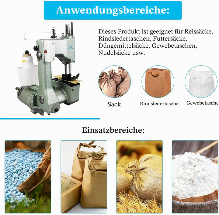 MXBAOHENG Sacknähmaschine Tragbare Nähmaschine für Säcke 220v Industrial Handnähmaschine Beutelversc