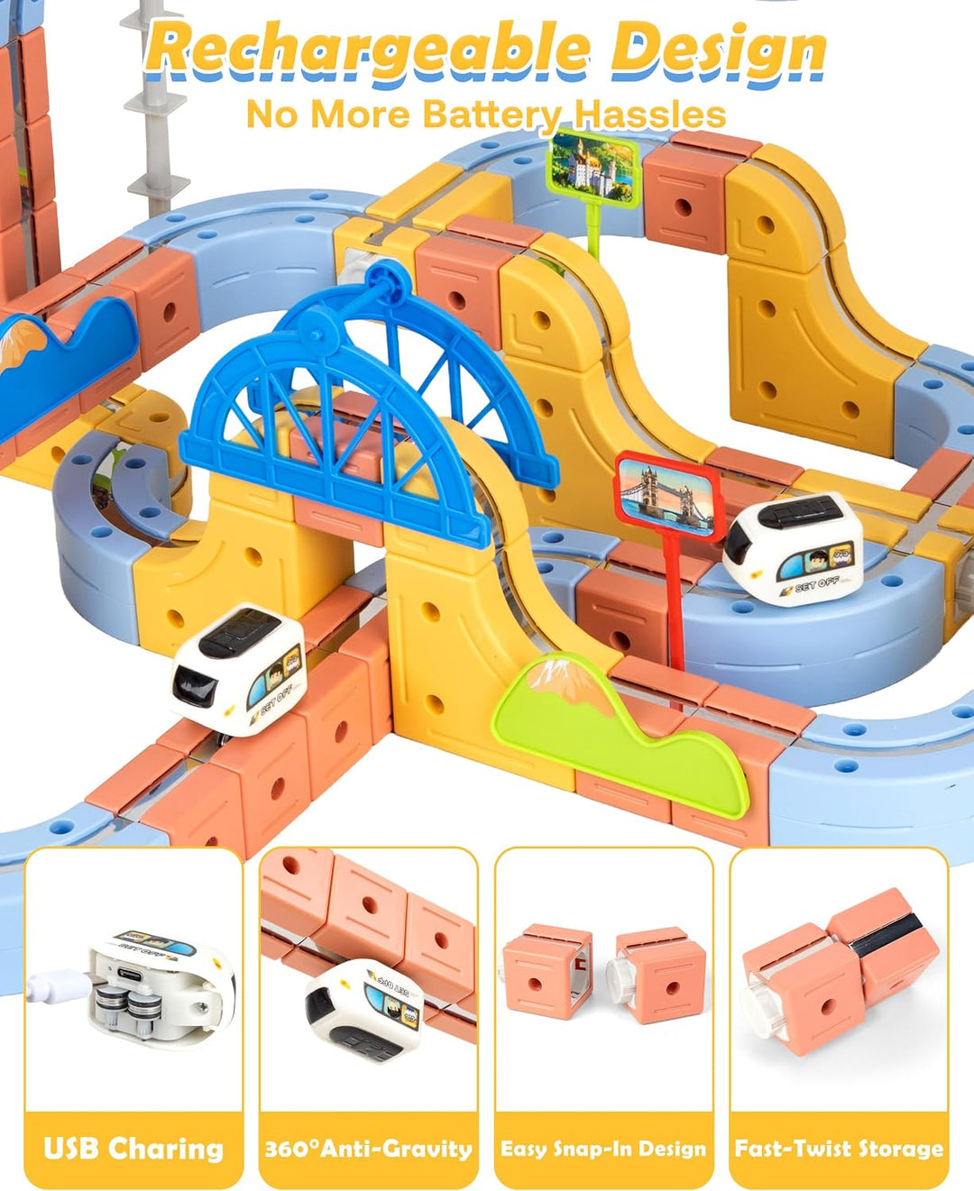 Eisenbahn Kinder Elektrisch ab 3–10 Jahren - 149 Teile Magnetische DIY Cube Track Zug, Multiform 3D