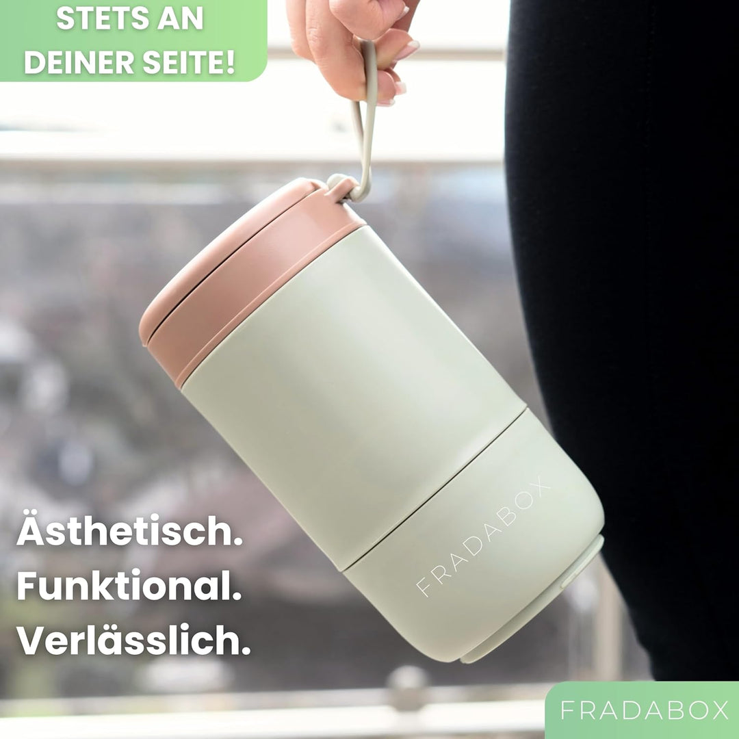 FRADABOX - Lunchpot „Delici“, Müslibecher to go, 2 Etagen Joghurtbecher mit Löffel, Auslaufsicher fü