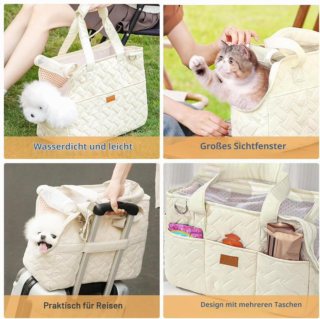 Hundetragetasche bis 5kg – Hundetasche für kleine Hunde Katze, Tragetasche Hund, faltbar, atmungsakt