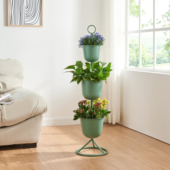 [en.casa] Blumenständer Alphen Blumentopfständer mit 3 Pflanztöpfen Blumentopfregal Pflanzenständer